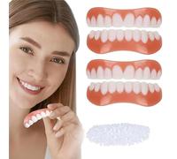 Prosthesis Teeth Reusable Temporary Fake Teeth Soft Silicone Reline Denture Set Top and Bottom Denture Kit for Protect Teeth for Both Men and Women One Size,A,2Pairs