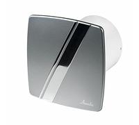 Prostko LTD Bathroom Extractor Fan 100mm with Timer and Humidity Sensor Silver Chrome Panel
