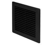 Prostko LTD Black Air Vent Grille - 250mm x 250mm - with Fly Screen/Anti-Insect Mesh - 10'' inch - Ventilation Cover.