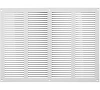 Prostko LTD White Metal Air Vent Grille/400mm x 300mm/with Fly Screen/Modern Rectangular Flat Louvre Duct Cover