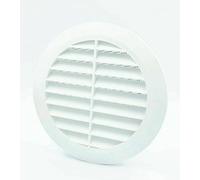 Prostko LTD White Round Air Vent Grille - 100mm - with Fly Screen and Flange - Ventilation Cover.