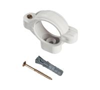 Prostko LTD White Waste Pipe Clamp with Screw - 32mm - Drain Tube Holder/Soil Pipe Bracket.