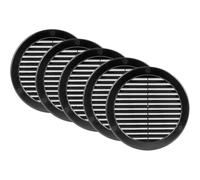 Prostko Round Air Vent Cover with Insect Screen - Sleek Louvered Grille for HVAC Systems - Ideal for Home, Office, Bathroom & Kitchen Ventilation 150mm - Black (Pack of 5)