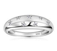 PROSTORY Moissanite Ring for Women Color D VVS1 Simulated Diamond 7 Star 18K Gold Plated 925 Sterling Silver Chunky Stackable GRA Certificate, 8, Stone:, Moissanite