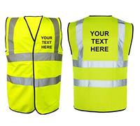 PROSTYLE SPORTS Customised/Personalised Hi vis-viz High Visibility Reflective vest/waistcoat Printed safety high visibility vest with your text (Hiviz Yellow (Printed Front & Back), 3XL)