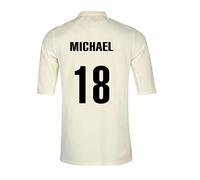 PROSTYLE SPORTS Personalised Mens Cricket Shirt Top Match Playing Kit Short Sleeve Unisex (as8, Alpha, s, Regular, Regular, White (Printed Back Only))