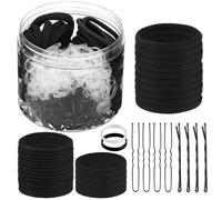 ProSuites 735 Pcs Black Hair Ties Bobby Pins Set, Clear Hair Elastics Black Elastic Hair Bands Cotton Hair Ties No Damage Elastic Hair Ties for Thick Hair Ponytail Holders for Woman Girls