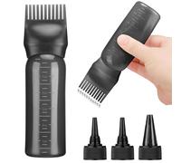 ProSuites Hair Oil Applicator Bottle with 3PCS Pointed Mouth Cover 6 Ounce Hair Dye Bottle Root Comb Applicator for Scalp (Black)