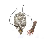 Prosy 1PC Halloween Women's Gothic Lace Mesh Long Gloves 1PC Black Gold Fingerless Elbow Length Arm Warmers Goth Long Feather Arm Sleeves