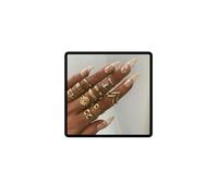 Prosy Boho Crystal Butterfly/Flower/Half Moon/Wave/Star/Heart/Opal Knuckle Rings Set Gold Finger Joint Stackable Ring for Women and Girls (E)