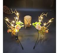 Prosy LED Flower Light up Antlers Headbands Glowing Headband Christmas Hair Bands Party Decorative for Women and Girls (Multicolor 7)