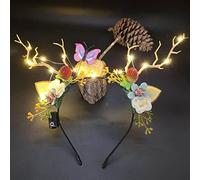 Prosy LED Flower Light up Antlers Headbands Glowing Headband Christmas Hair Bands Party Decorative for Women and Girls (Multicolor 9)