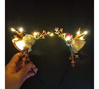 Prosy LED Flower Light up Antlers Headbands Glowing Headband Christmas Hair Bands Party Decorative for Women and Girls (Multicolor 8)