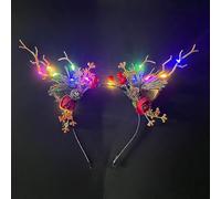 Prosy LED Flower Light up Antlers Headbands Glowing Headband Christmas Hair Bands Party Decorative for Women and Girls (Multicolor 6)