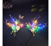 Prosy LED Flower Light up Antlers Headbands Glowing Headband Christmas Hair Bands Party Decorative for Women and Girls (Multicolor 10)
