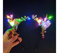 Prosy LED Flower Light up Antlers Headbands Glowing Headband Christmas Hair Bands Party Decorative for Women and Girls (Multicolor 1)