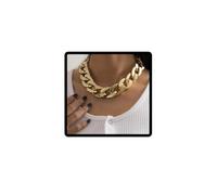 Prosy Punk Cuban Link Chain Choker Necklace Lightweight Chunky Oval Chain Link Necklace Statement Hip Hop Jewelry for Women and Girls (Gold)