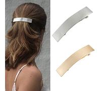 Prosy Vintage Small Rectangular Hairpin Metal Geometry Smooth Hair Barrettes Hair Clasp Hair Accessories Hair Clips for Women and Girls (Silver)