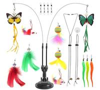 prota 20 Pcs Interactive Cat Feather Toys Cat Toys for Indoor Cats Adult Pet Teaser Wand Toy with Sticky Super Suction Cup for Indoor Cats Kitten Boredom and Exercise