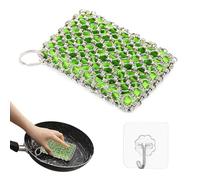 prota Cast Iron Skillet Cleaner Chainmail Scrubber, Scrubber Silicone Scrubber Cast Iron Cleaner, Stainless Steel Chainmail Cleaning for Oven Grill Pans Cast Iron Pan or Woks and More