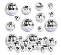 prota Mirror Disco Ball, 32 PCS Silver Glitter Ball Disco Balls Decor, Shiny Disco Ball Reflective Mirror Ball Glass for Disco Party Wedding Birthday Decoration