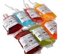 PROtastic 5x “Blood Bag” IV Drip Drinking Containers, Great for Themed Horror Halloween Parties, Dracula/Vampire - 350ml, Party Favour Drinking Cups