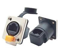 PROtastic IP65 Panel Mount RJ45 Ethernet Socket - Waterproof & Weatherproof - With Right Angle 90 Degree Socket Inside (Pack of 3)