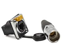 PROtastic IP65 RJ45 Ethernet Panel Mount Socket & Locking Plug Connector - Waterproof & Weatherproof