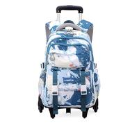 PROTAURI Rolling Backpack for Girls Boys Kids Waterproof Student Luggage Primary School Bag Trolley Bookbag with 6 Wheels for 7-12 Years