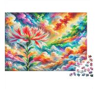 Protea Cynaroides Paper Red Spider Lilies with Rainbow Sky Jigsaw Puzzle Boredom Buster Collectible Gift 38x26cm/1000pcs