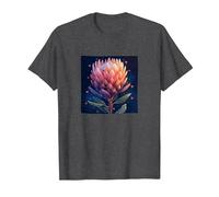 Protea Flowers and Hearts Boho Style Graphic T-Shirt, Men, Dark Heather Grey, X-Large