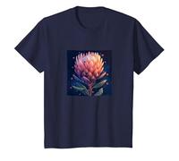 Protea Flowers and Hearts Boho Style Graphic T-Shirt, Youth, Navy Blue, 3T