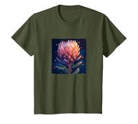 Protea Flowers and Hearts Boho Style Graphic T-Shirt, Youth, Olive Green, 3T
