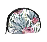 Protea PatternSmall Makeup Sanitary Napkin Storage Bag,Women's Cosmetic Coin Purse