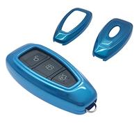 Protec ABS Plastic Hard Shell Case Cover for Ford S-Max / B Max / C- Max / Focus / Mondeo / Kuga / Fiesta Fusion ST 3 Button Remote Control Without Key Beeping (Bright Blue)