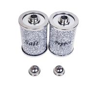 ProTech Crystallized Salt and Pepper Shakers, Silver Sparkle Canisters Sprinklers, Crushed Diamond Kitchen Accessories, Ideal for Gifting, Luxury Bling Storage Spice Glass Jars