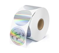 PROTECH® Holographic Thermal Label Sticker 2” 50mm x 50mm Self-Adhesive Circle Stickers for DIY, Thank You, Logo Name, QR Code (Roll of 500 Labels)