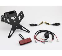 PROTECH license plate holder plug and play complete set with 2 LED indicators stainless steel/aluminium powder-coated black, black