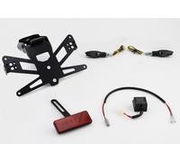 PROTECH license plate holder plug and play complete set with 2 LED indicators stainless steel/aluminium powder-coated black, black