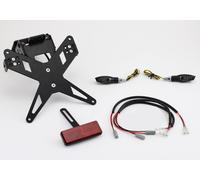 PROTECH license plate holder plug and play complete set with 2 LED indicators stainless steel/aluminium powder-coated black, black