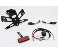 PROTECH license plate holder plug and play complete set with 2 LED indicators stainless steel/aluminium powder-coated black, black