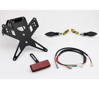 PROTECH license plate holder plug and play complete set with 2 LED indicators stainless steel/aluminium powder-coated black, black