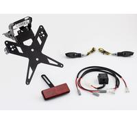 PROTECH license plate holder plug and play complete set with 2 LED indicators stainless steel/aluminium powder-coated black, black