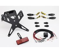 PROTECH license plate holder plug and play complete set with 4 LED indicators stainless steel/aluminium powder-coated black, black