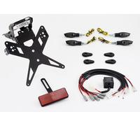 PROTECH license plate holder plug and play complete set with 4 LED indicators stainless steel/aluminium powder-coated black, black