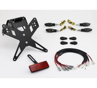 PROTECH license plate holder plug and play complete set with 4 LED indicators stainless steel/aluminium powder-coated black, black