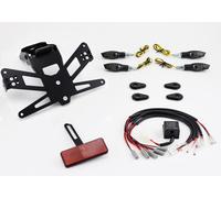 PROTECH license plate holder plug and play complete set with 4 LED indicators stainless steel/aluminium powder-coated black, black