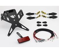 PROTECH license plate holder plug and play complete set with 4 LED indicators stainless steel/aluminium powder-coated black, black