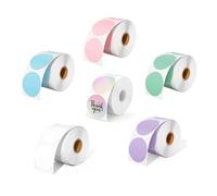 PROTECH® Multiple Colours Thermal Label Sticker 2” 50mm x 50mm Self-Adhesive Circle Stickers for DIY, Thank You, Logo Name, QR Code (Roll of 500 Labels)