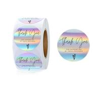 PROTECH® Rainbow Holographic Thermal Label Sticker 2” 50mm x 50mm Self-Adhesive Circle Stickers for DIY, Thank You, Logo Name, QR Code (Roll of 500 Labels)